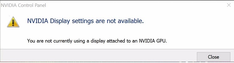 NVIDIA Display Settings are Not Available